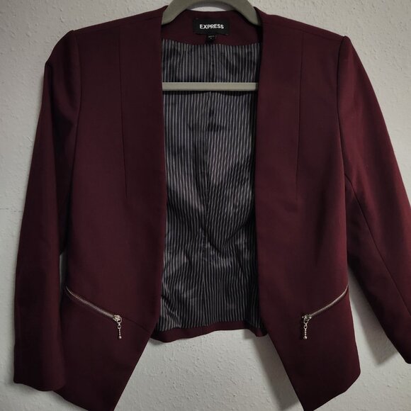 Express Women's Maroon Contemporary Blazer Jacket Small - Picture 6 of 12